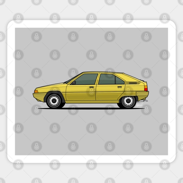 BX side profile drawing in Jaune Cedrat Sticker by RJW Autographics